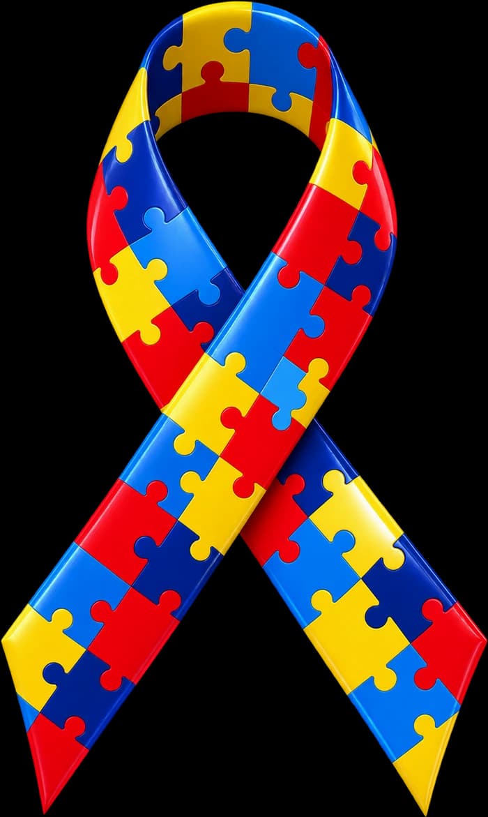 Laço de quebra-cabeça — símbolo da conscientização do autismo e das pessoas atípicas